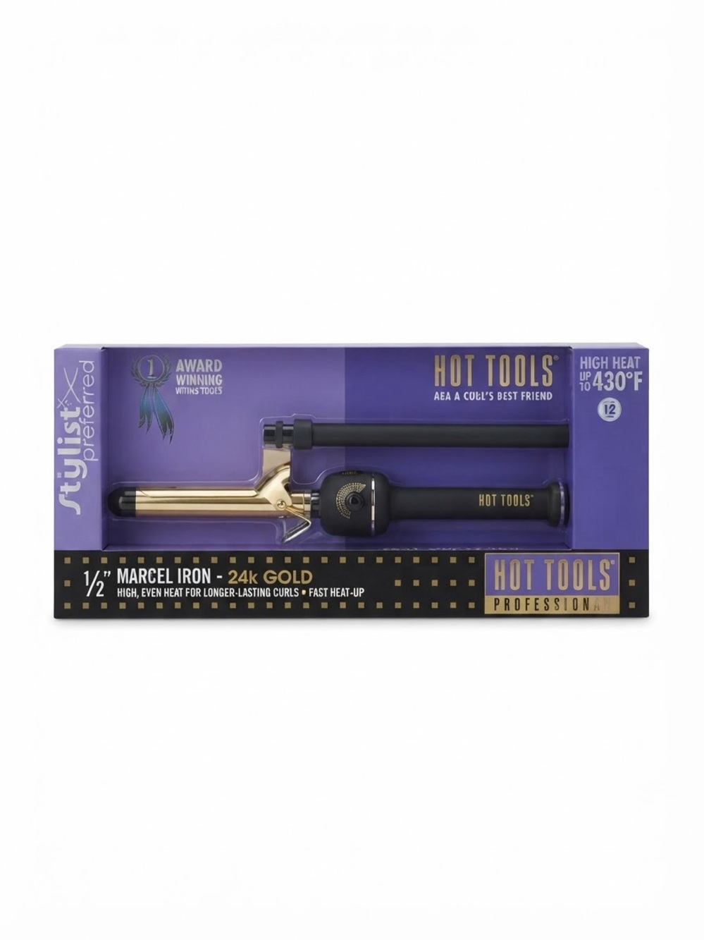 24K Gold 1/2" Marcel Iron - Black and Gold